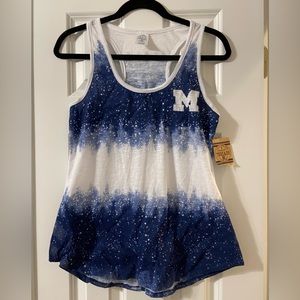NWT Rivalry Threads Blue White Michigan Racerback Tank - Size L